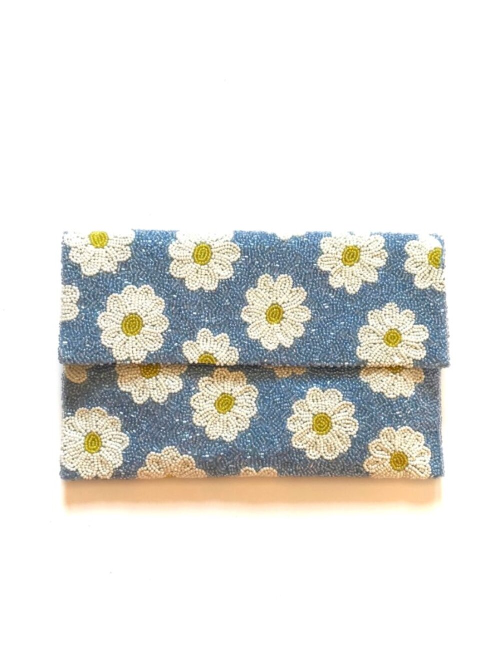 Tiana NY New York Daisy Beaded Clutch Bag Crossbody Purse Blue Yellow Envelope